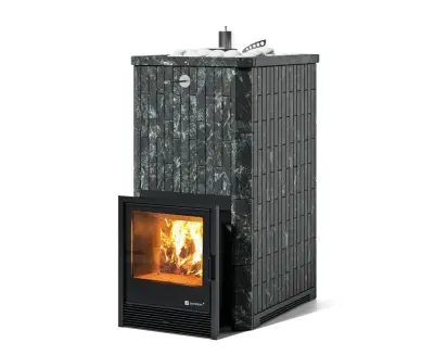 Фото Печь "Геленджик" в наборном полноценном кожухе Пироксенит с открытым верхом в магазине Woodson