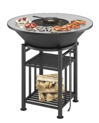 Fantastic Grill Везувий Ø 1000 (чаша+подставка+плита+решетка чугунная"СТЕЙК" Ø 450мм+крышка)