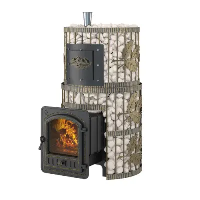 Фото Печь для бани Эверест "Легкий пар Профи" Ковка (чугунная закрытая каменка) в магазине Woodson