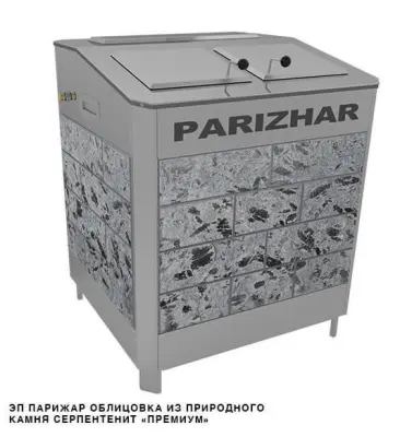 Фото Электрическая паротермальная печь 18 кВт/380 ПАРиЖАР облицовка серпентенит "премиум" в магазине Woodson