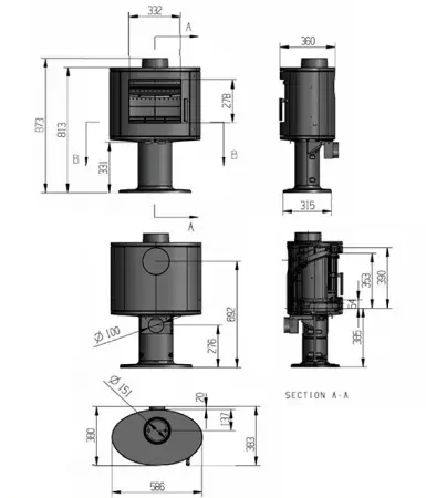Фото Печь-камин EVEREST S9 в магазине Woodson
