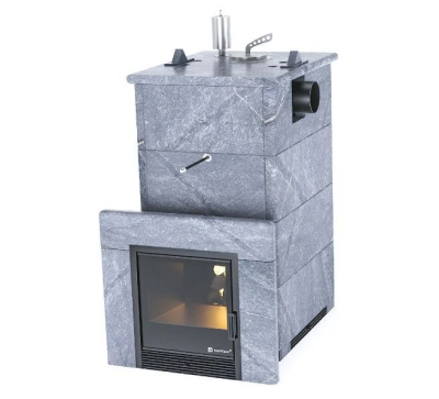 Фото Печь «Анапа» в полноценном кожухе Талькохлорит с боковым подключением дымохода в магазине Woodson