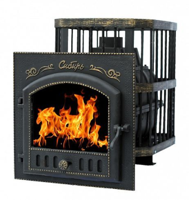 Фото Печь банная чугунная "Сибирь-24". Каминная дверца "Сибирь" 545х545 (Сетка) в магазине Woodson