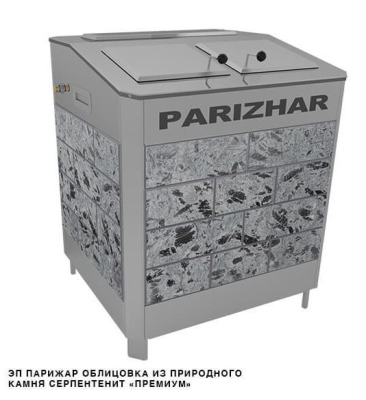 Фото Электрическая паротермальная печь 24 кВт/380 ПАРиЖАР облицовка серпентенит "премиум" в магазине Woodson
