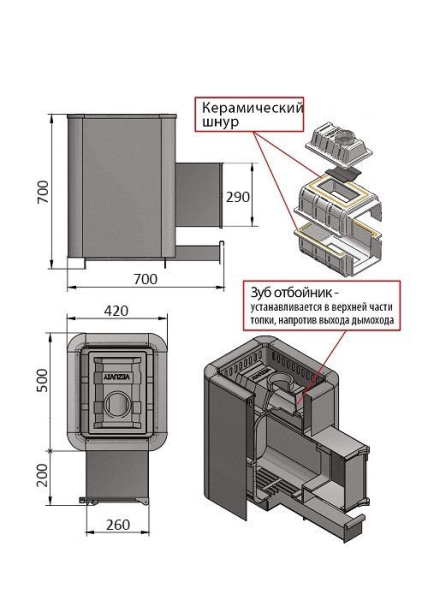 Фото Печь ВЕЗУВИЙ Сенсация 22 Антрацит (ДТ-4С) в магазине Woodson