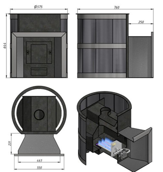 Фото Печь ВЕЗУВИЙ газо-дровяная ЛАВА 18 (ДТ-3) в магазине Woodson