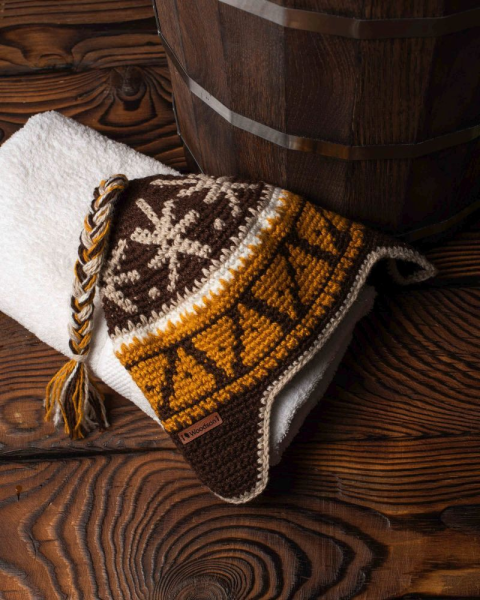 Шапка вязаная для бани Woodson Викинг, 1 косичка