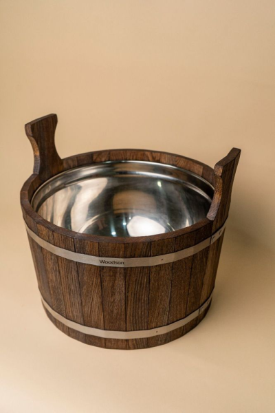 Шайка Woodson с нержавеющей вставкой, 17 л., дуб в темном
